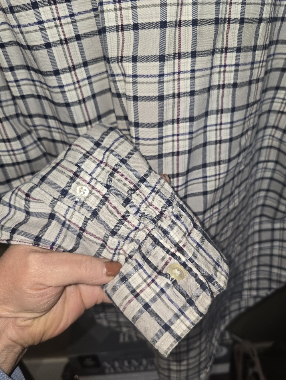 Lacoste 100% Cotton Plaid Button Down Long Sleeve Shirt Men’s Large Regular Fit - Picture 6 of 13